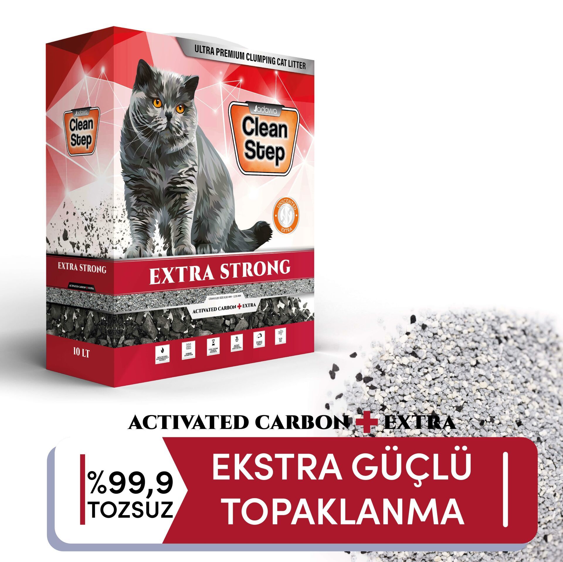 EXTRA STRONG AKTİF KARBONLU (KOKUSUZ) KARBON TANECİKLİ KEDİ KUMU 10 LT